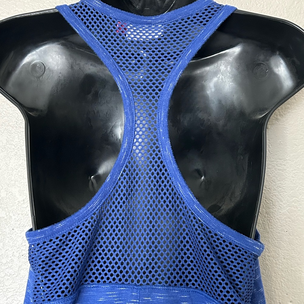 SO Women's Heathered Blue Racerback Tank Top Mesh Back Workout Exercise Running